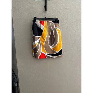 Worthington Petite Womens Multicolor Abstract Print Skirt 6P Cotton Back Zip‎